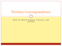 Writing Correspondence - University of Illinois Springfield