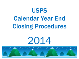 USPS Calendar Year End Closing