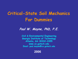Critical State Soil Mechanics for Dummies