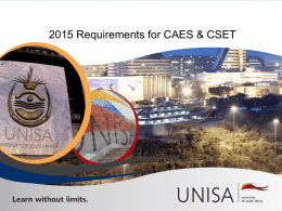 2015 Admission Requirements for - UNISA