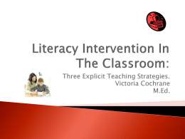 Literacy Intervention In The Classroom: