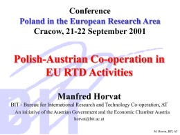 Conference Poland in the European Research Area Cracow, …