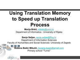 Using Translation Memory to Speed up Translation Process