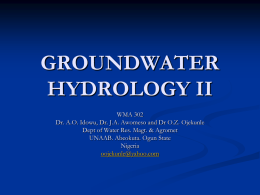 GROUNDWATER HYDROLOGY II - Federal University of