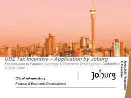 UDZ Tax Allowance - city of Johannesburg