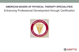 Physical Therapy Specialist Certification
