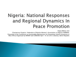 Nigeria: National Responses and Regional Dynamics In Peace