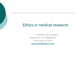 Ethics in socio-medical research