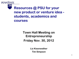 Resources @ PSU to help start your idea