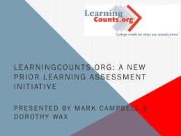 Taking Prior Learning Assessment to the Next Level