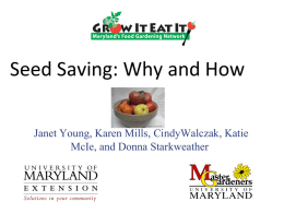 SAVING YOUR OWN SEEDS - University of Maryland Extension