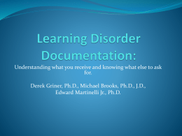 Learning Disorder Documentation: - AHEAD