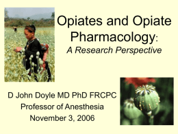 Opiates and Respiratory Depression: Making the Case for