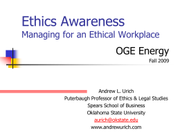 Ethics Awareness - Andrew L. Urich, JD