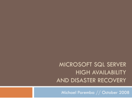 High Availability with Microsoft SQL Server