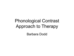 Phonological Contrast Approach to Therapy
