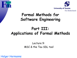 Formal Methods for Software Engineering Part III