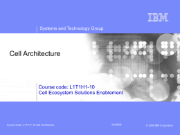 CourseCode L1T1H1-10 CellArchitecture