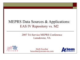 MEPRS Data Sources and Differences: EAS IV Repository vs. M2