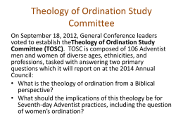 SUMMARY OF POINTS ON THE ISSUE OF ORDINATION OF …