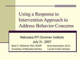 Using a Response to Intervention Approach to Address