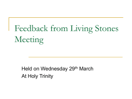 Feedback from Living Stones Meeting