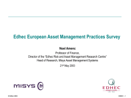 Edhec European Asset Management Practices Survey