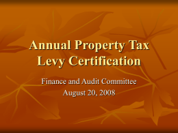 Annual Property Tax Levy Certification