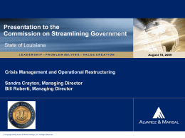 Presentation to the Commission on Streamlining Government