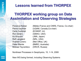 THORPEX Data Assimilation and Observing Strategies Working