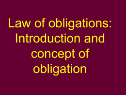 Law of obligations: Introduction and concept of obligation