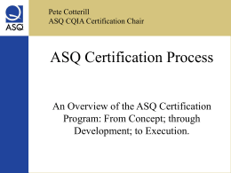 WELCOME TO ITEM REVIEW - ASQ Section 0912 - Louisville