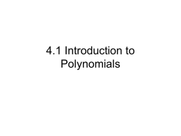 5.1 Introduction to Polynomials