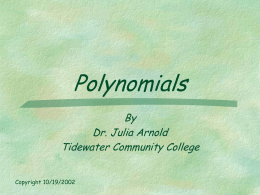 Polynomials - TCC: Tidewater Community College