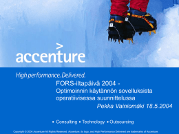 Yritysesittely - FORS Suomen Operaatiotutkimusseura ry