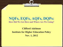 NQFs, EQFs, AQFs, DQPs: - DQP || Degree Qualifications Profile