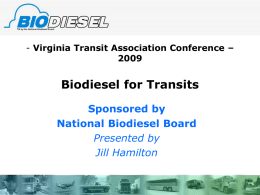 Biodiesel Report for the Technical Committee