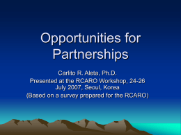 Opportunities for partnerships