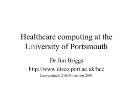 Healthcare computing - University of Portsmouth