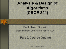 Analysis & Design of Algorithms (CSCI 321)
