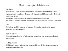 Basic concepts of databases - VirtuaaliAMK