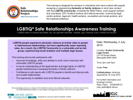 LGBTI* Safe Relationships Awareness Training (* LGBTI