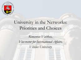 University in the Networks: Priorities and Choices