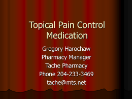 Topical Pain Control Medication