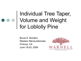 Individual Tree Taper, Volume and Weight Loblolly and