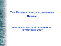 The Practicalities of doing business in Russia