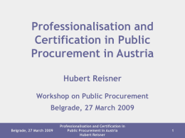 Professionalisation and Certification in Public