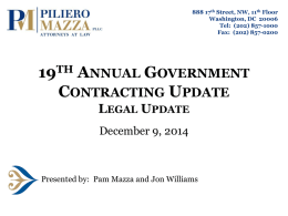 19thAnnual GovernmentContracting UpdateLegal Update