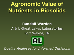 Agronomic Value of Biosolids