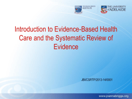 Introduction to Evidence-Based Health Care and the